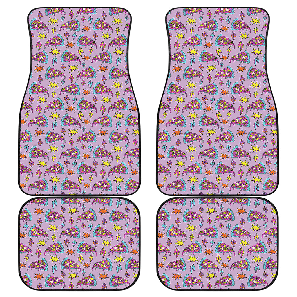 Psychedelic Pizza Pattern Print Front and Back Car Floor Mats