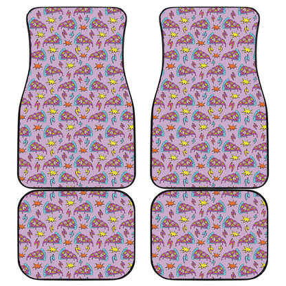 Psychedelic Pizza Pattern Print Front and Back Car Floor Mats