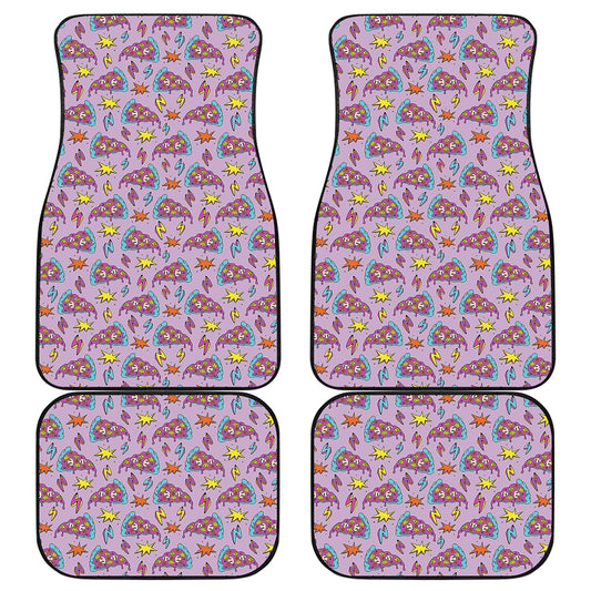 Psychedelic Pizza Pattern Print Front and Back Car Floor Mats
