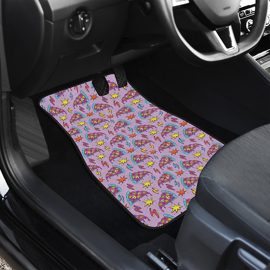 Psychedelic Pizza Pattern Print Front and Back Car Floor Mats