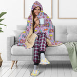 Psychedelic Pizza Pattern Print Hooded Blanket