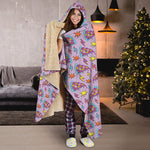 Psychedelic Pizza Pattern Print Hooded Blanket