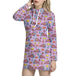 Psychedelic Pizza Pattern Print Hoodie Dress