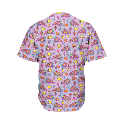 Psychedelic Pizza Pattern Print Men's Baseball Jersey