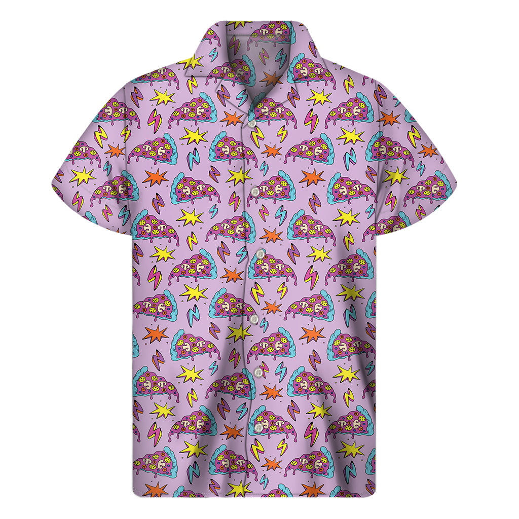 Psychedelic Pizza Pattern Print Men's Short Sleeve Shirt