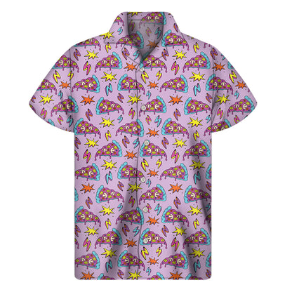 Psychedelic Pizza Pattern Print Men's Short Sleeve Shirt