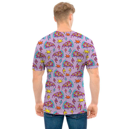 Psychedelic Pizza Pattern Print Men's T-Shirt