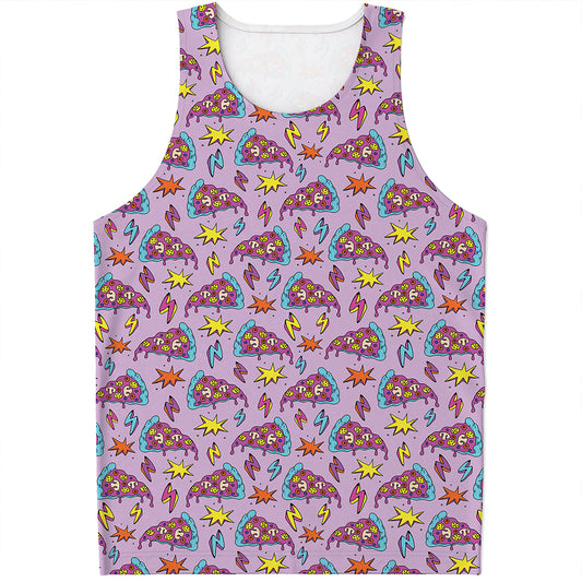 Psychedelic Pizza Pattern Print Men's Tank Top