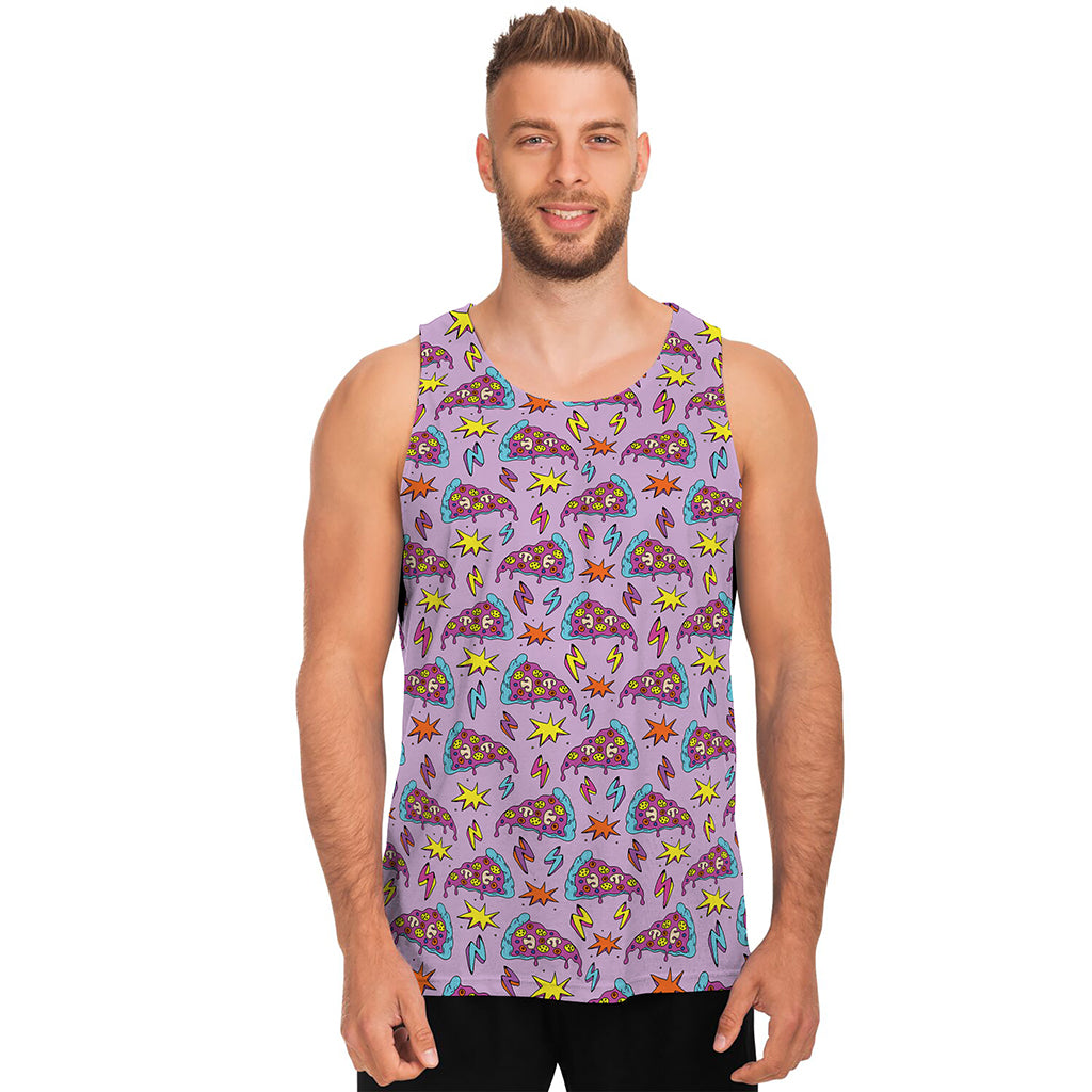 Psychedelic Pizza Pattern Print Men's Tank Top