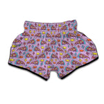 Psychedelic Pizza Pattern Print Muay Thai Boxing Shorts