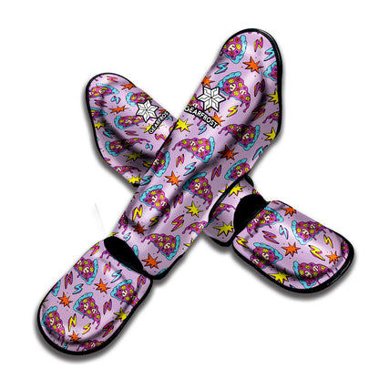 Psychedelic Pizza Pattern Print Muay Thai Shin Guard
