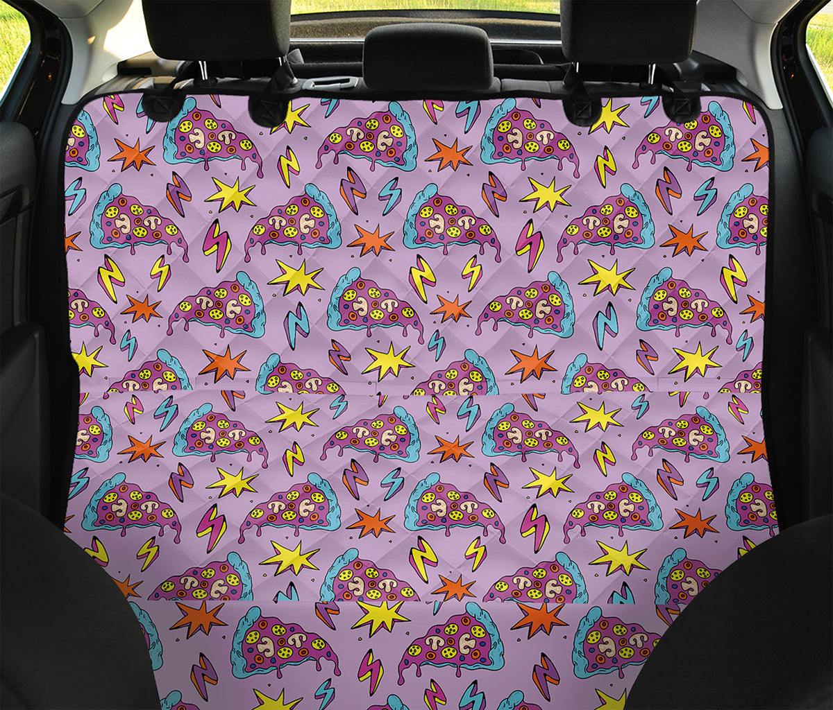 Psychedelic Pizza Pattern Print Pet Car Back Seat Cover