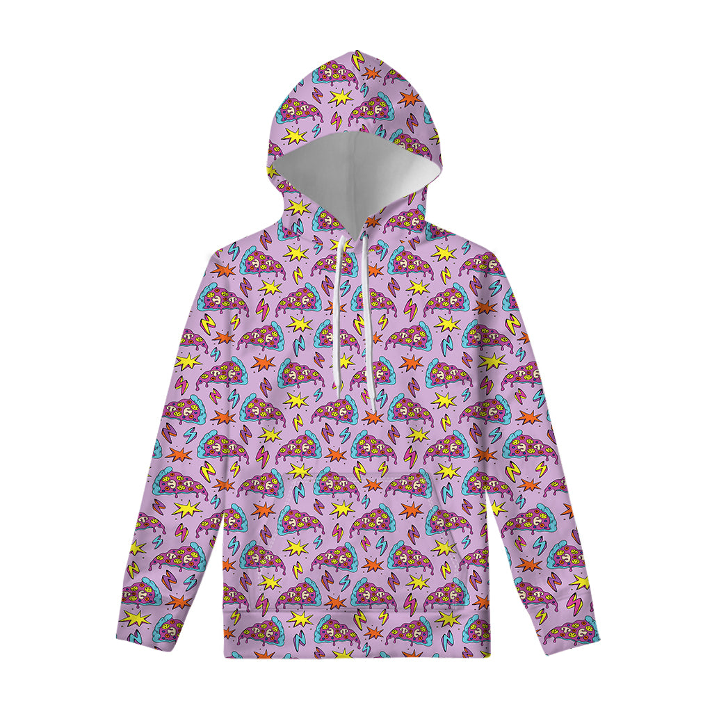 Psychedelic Pizza Pattern Print Pullover Hoodie