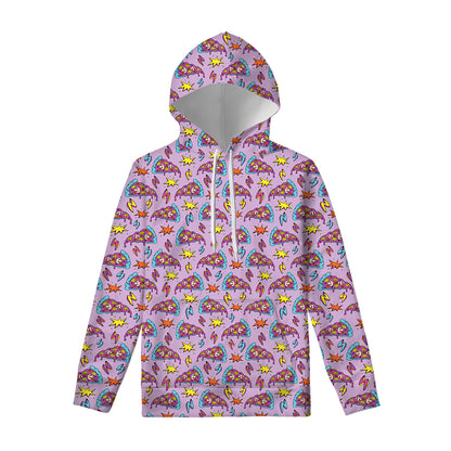 Psychedelic Pizza Pattern Print Pullover Hoodie
