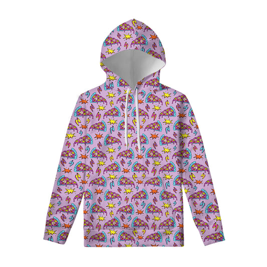 Psychedelic Pizza Pattern Print Pullover Hoodie