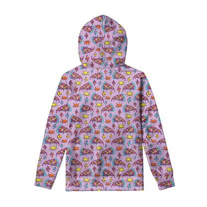 Psychedelic Pizza Pattern Print Pullover Hoodie
