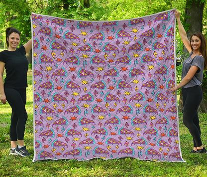 Psychedelic Pizza Pattern Print Quilt