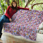 Psychedelic Pizza Pattern Print Quilt