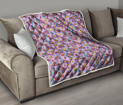 Psychedelic Pizza Pattern Print Quilt