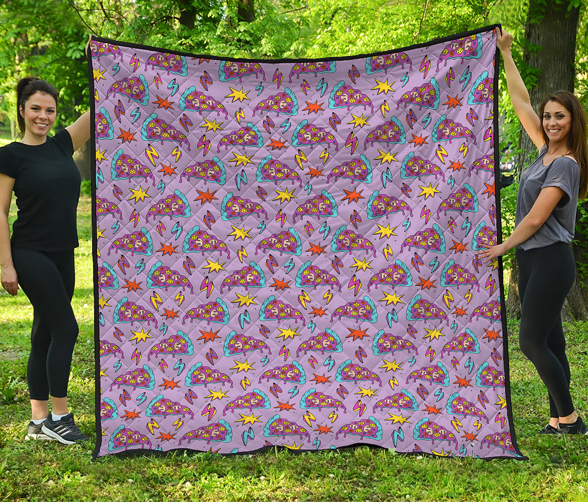 Psychedelic Pizza Pattern Print Quilt