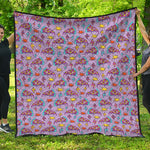 Psychedelic Pizza Pattern Print Quilt