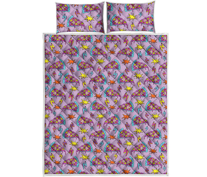 Psychedelic Pizza Pattern Print Quilt Bed Set