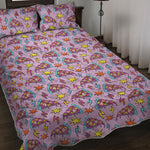 Psychedelic Pizza Pattern Print Quilt Bed Set