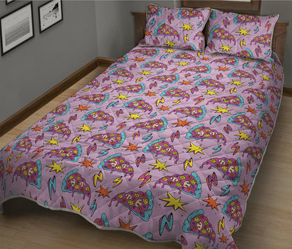 Psychedelic Pizza Pattern Print Quilt Bed Set