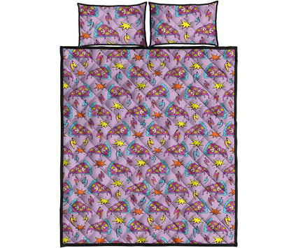 Psychedelic Pizza Pattern Print Quilt Bed Set