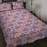 Psychedelic Pizza Pattern Print Quilt Bed Set