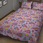 Psychedelic Pizza Pattern Print Quilt Bed Set