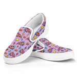 Psychedelic Pizza Pattern Print White Slip On Shoes