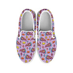 Psychedelic Pizza Pattern Print White Slip On Shoes