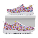 Psychedelic Pizza Pattern Print White Sneakers