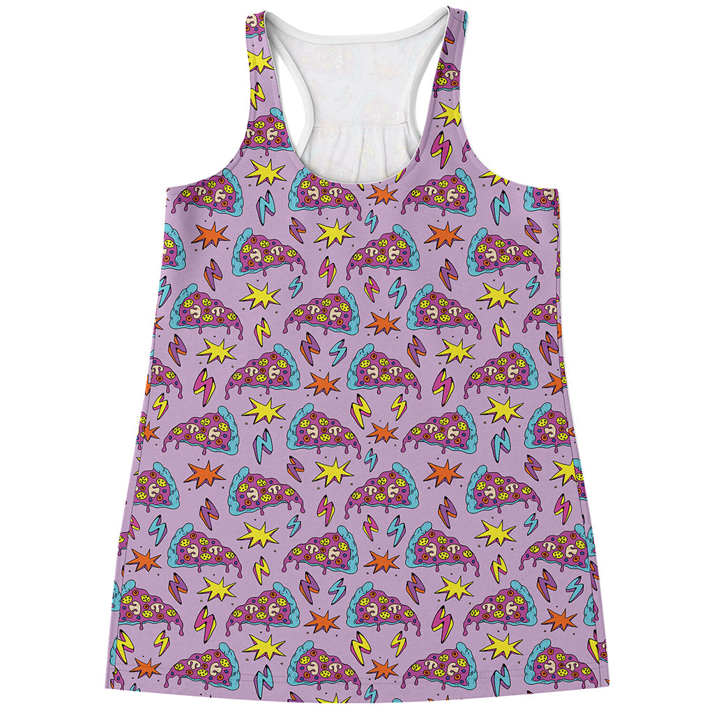Psychedelic Pizza Pattern Print Women's Racerback Tank Top