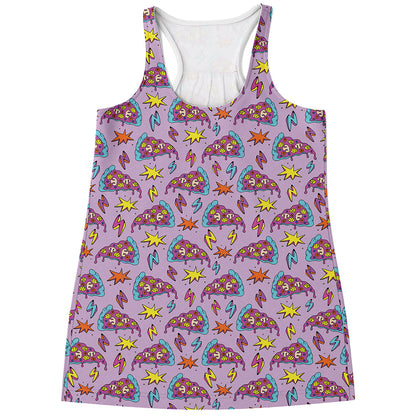 Psychedelic Pizza Pattern Print Women's Racerback Tank Top