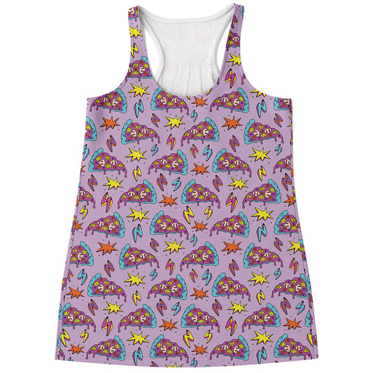 Psychedelic Pizza Pattern Print Women's Racerback Tank Top