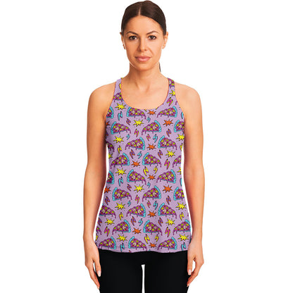 Psychedelic Pizza Pattern Print Women's Racerback Tank Top