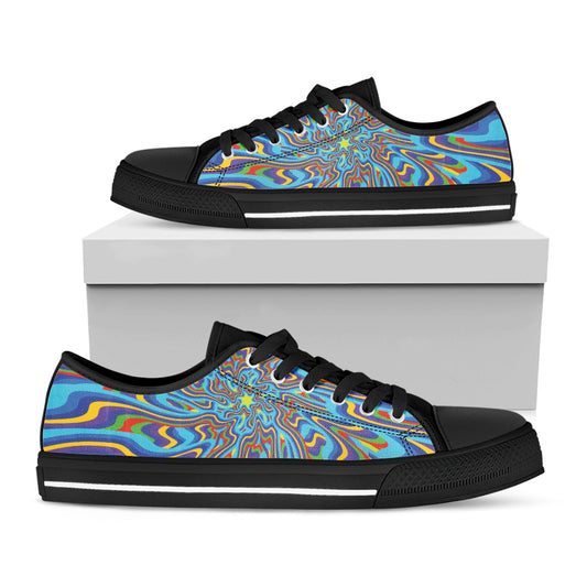 Psychedelic Print Black Low Top Shoes