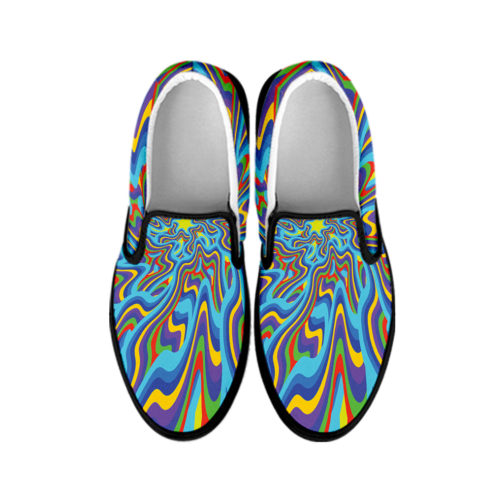 Psychedelic Print Black Slip On Shoes