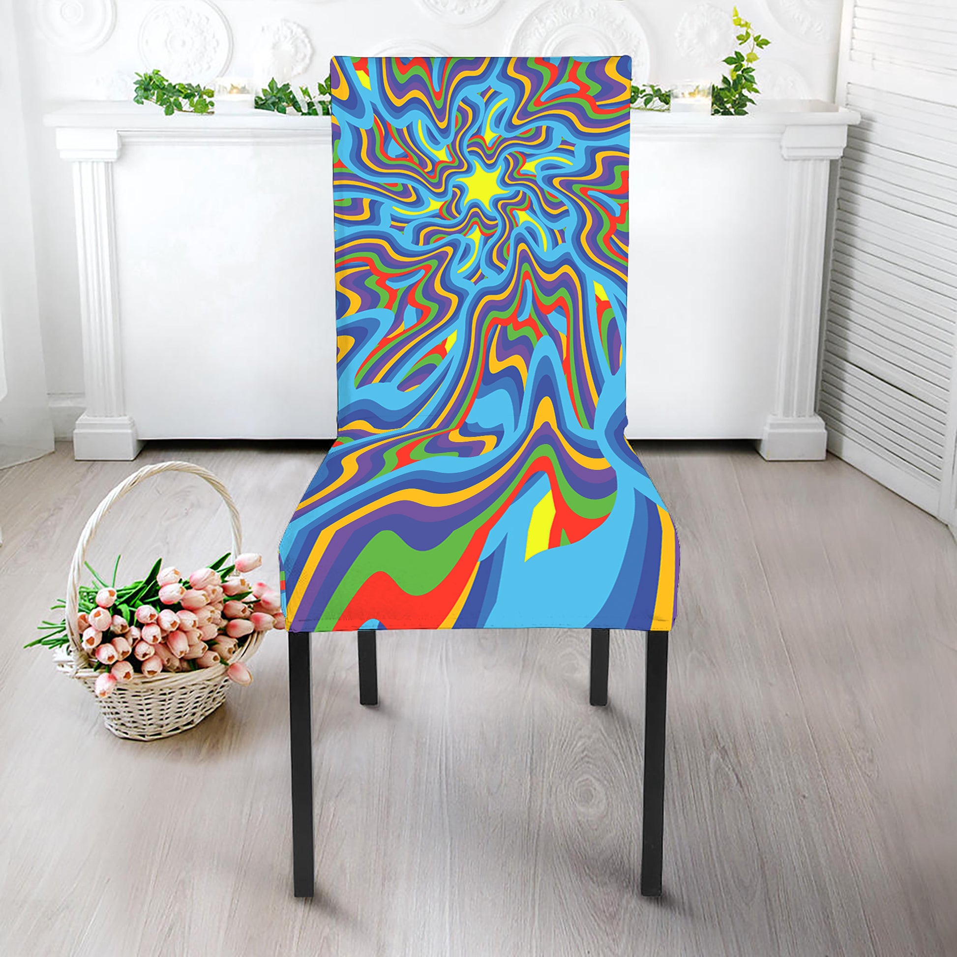 Psychedelic Print Dining Chair Slipcover