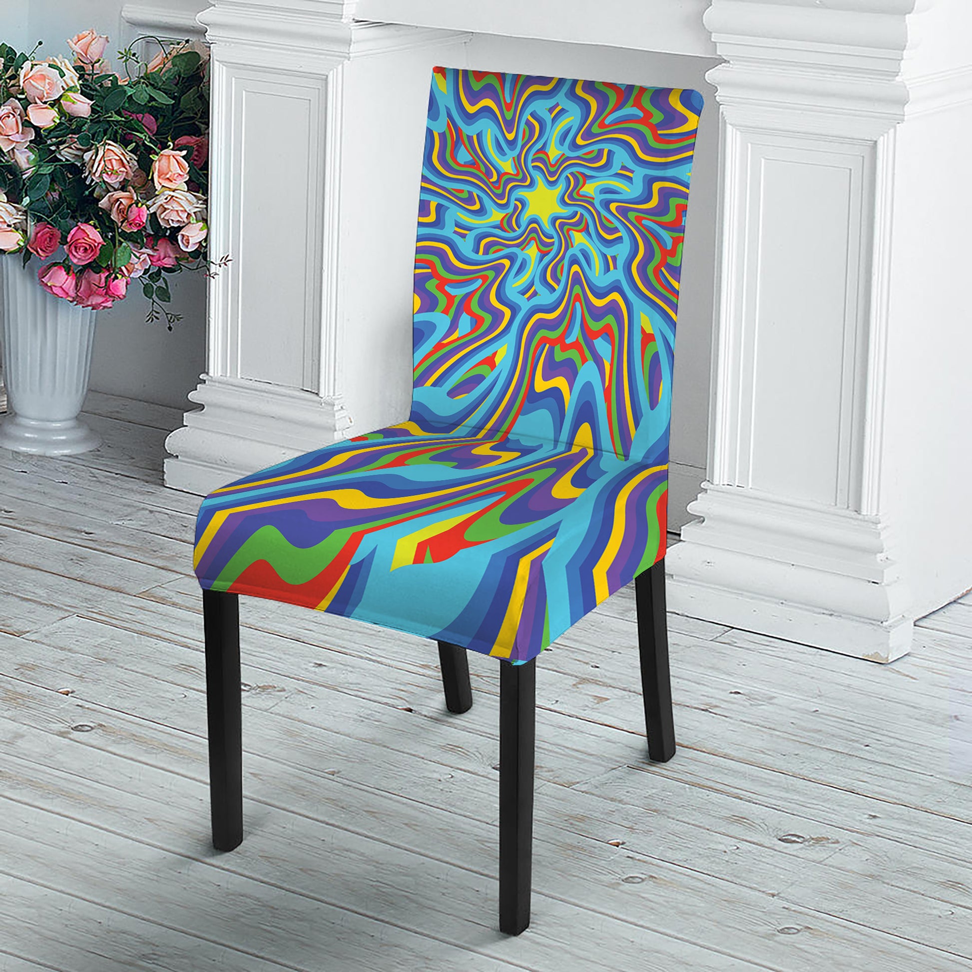 Psychedelic Print Dining Chair Slipcover