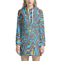 Psychedelic Print Pullover Hoodie Dress