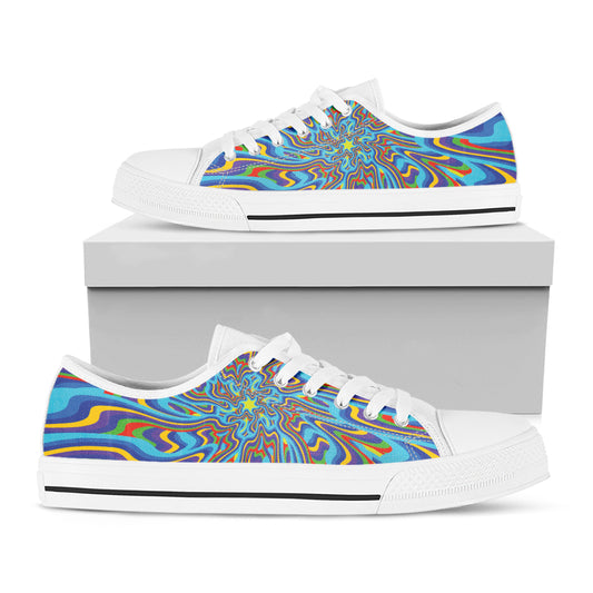 Psychedelic Print White Low Top Shoes