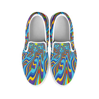 Psychedelic Print White Slip On Shoes