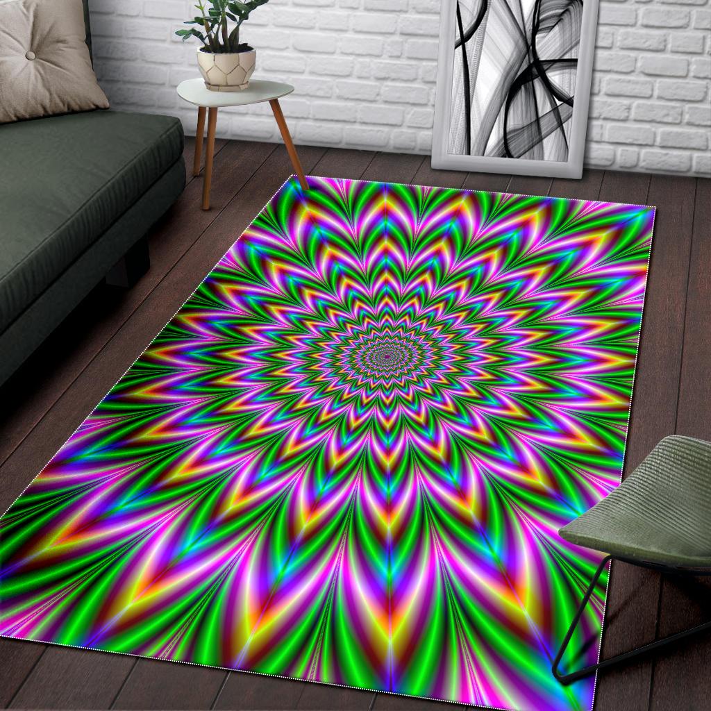 Psychedelic Radiant Optical Illusion Area Rug GearFrost