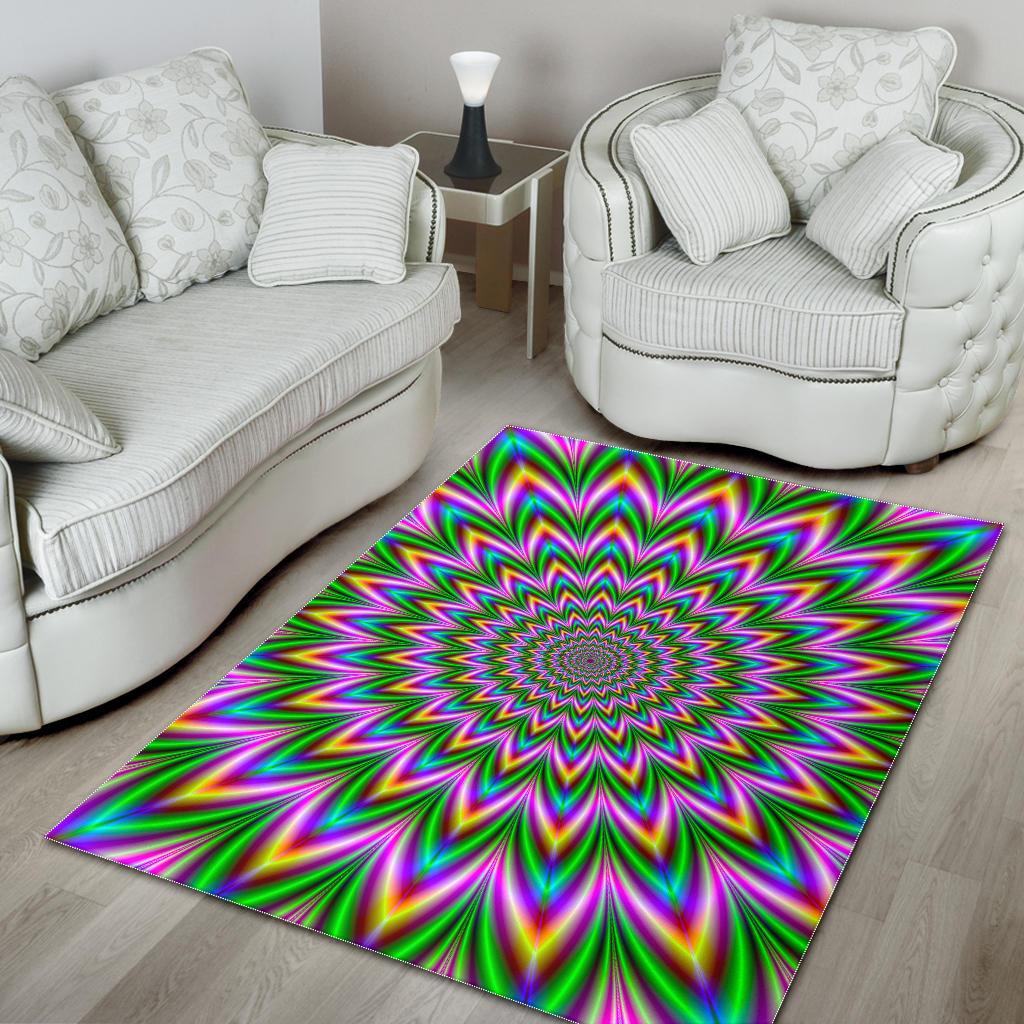 Psychedelic Radiant Optical Illusion Area Rug GearFrost