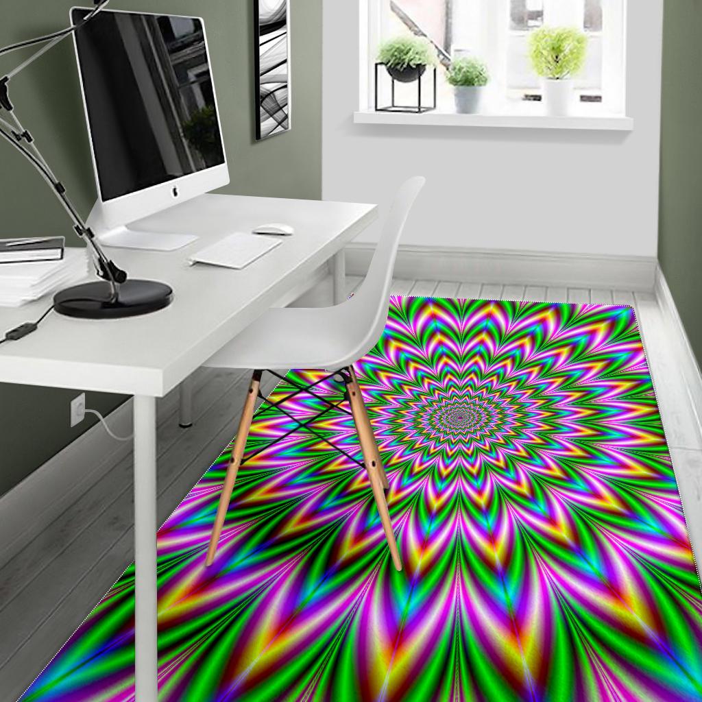 Psychedelic Radiant Optical Illusion Area Rug GearFrost