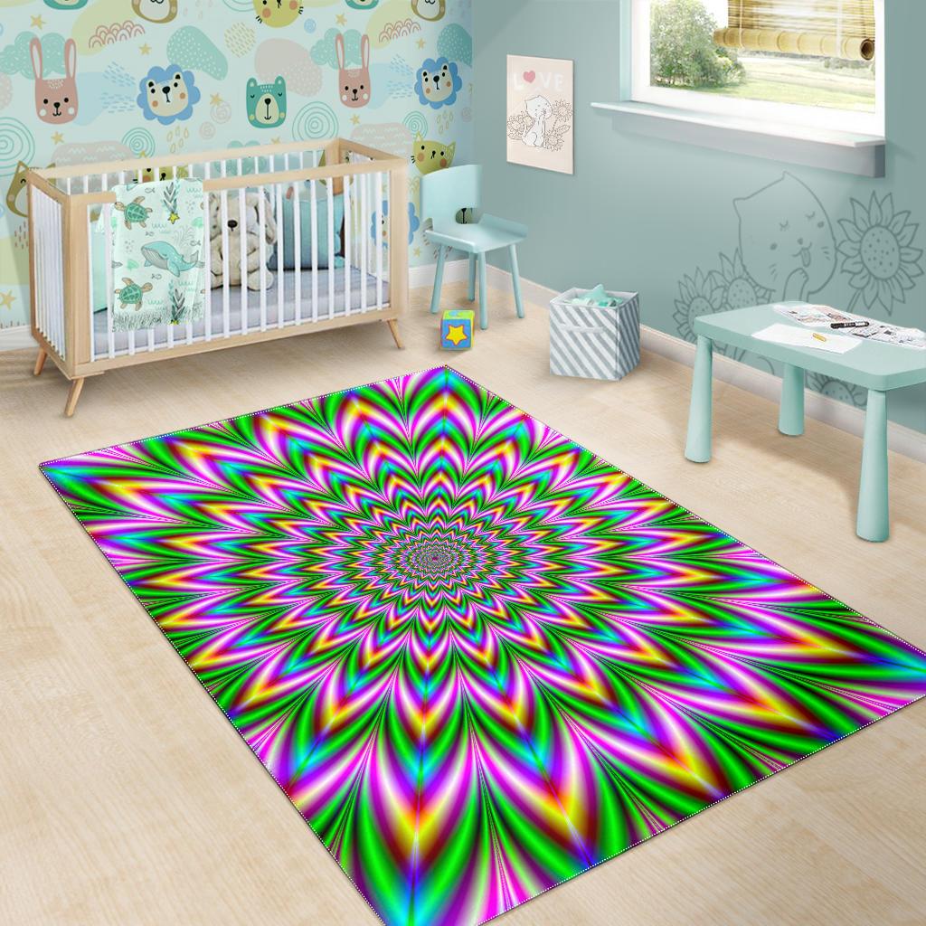 Psychedelic Radiant Optical Illusion Area Rug GearFrost