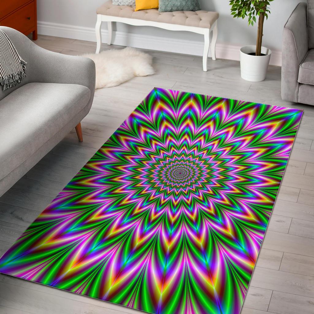 Psychedelic Radiant Optical Illusion Area Rug GearFrost